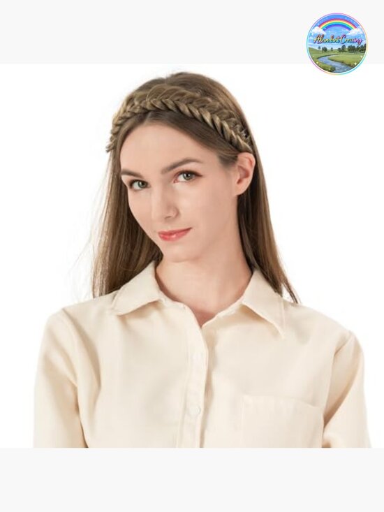 Wide 2 Strands Braided Headband Chunky Braid Elastic Stretch for Women main image 4